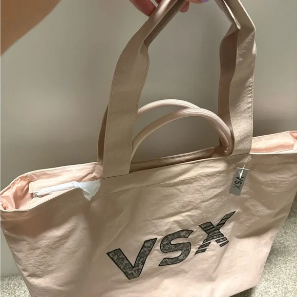 VSX Pink Tote with Black Lace-Pattern Logo - Picture 6 of 7